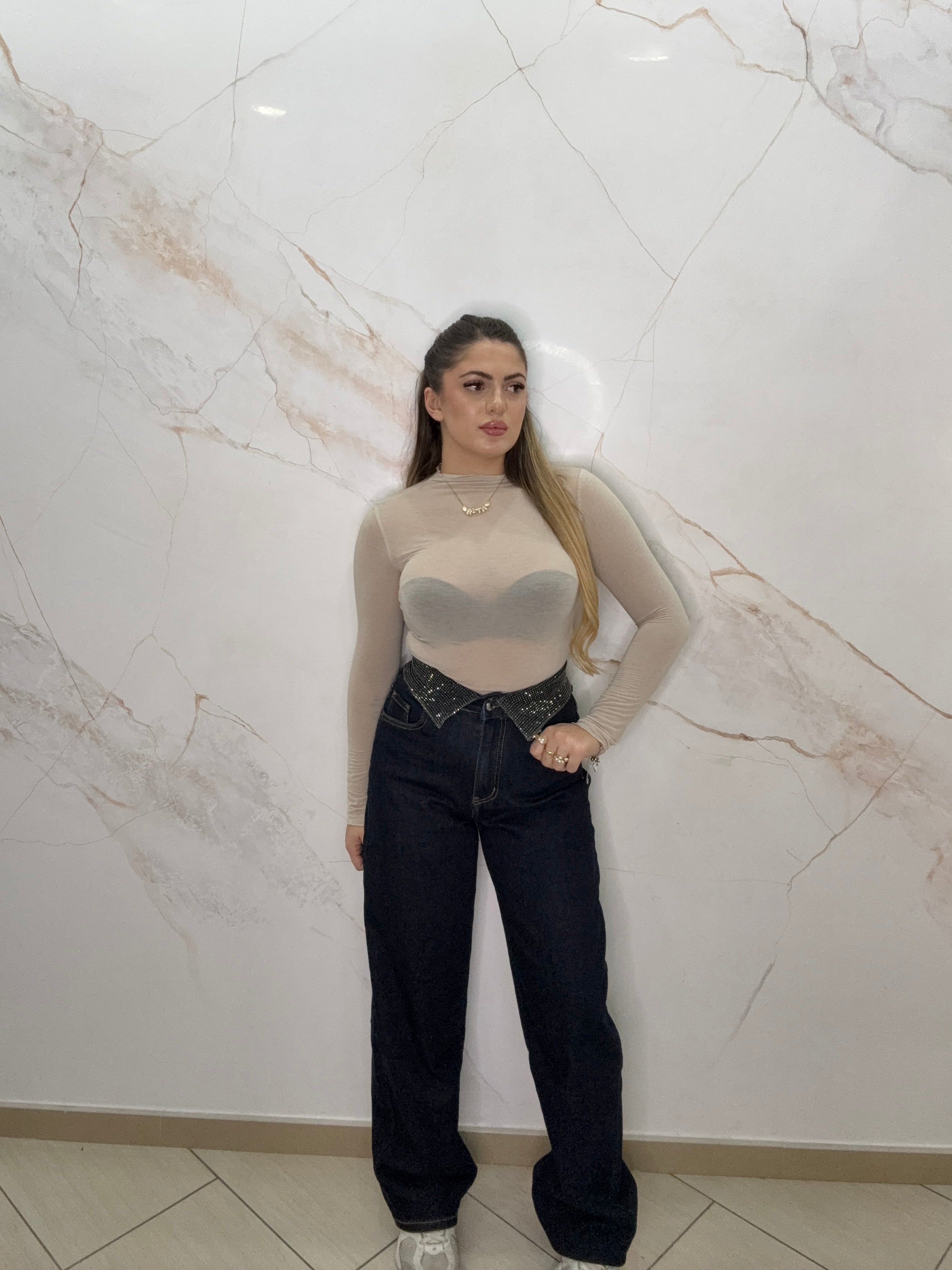 Jeans risvolto shine